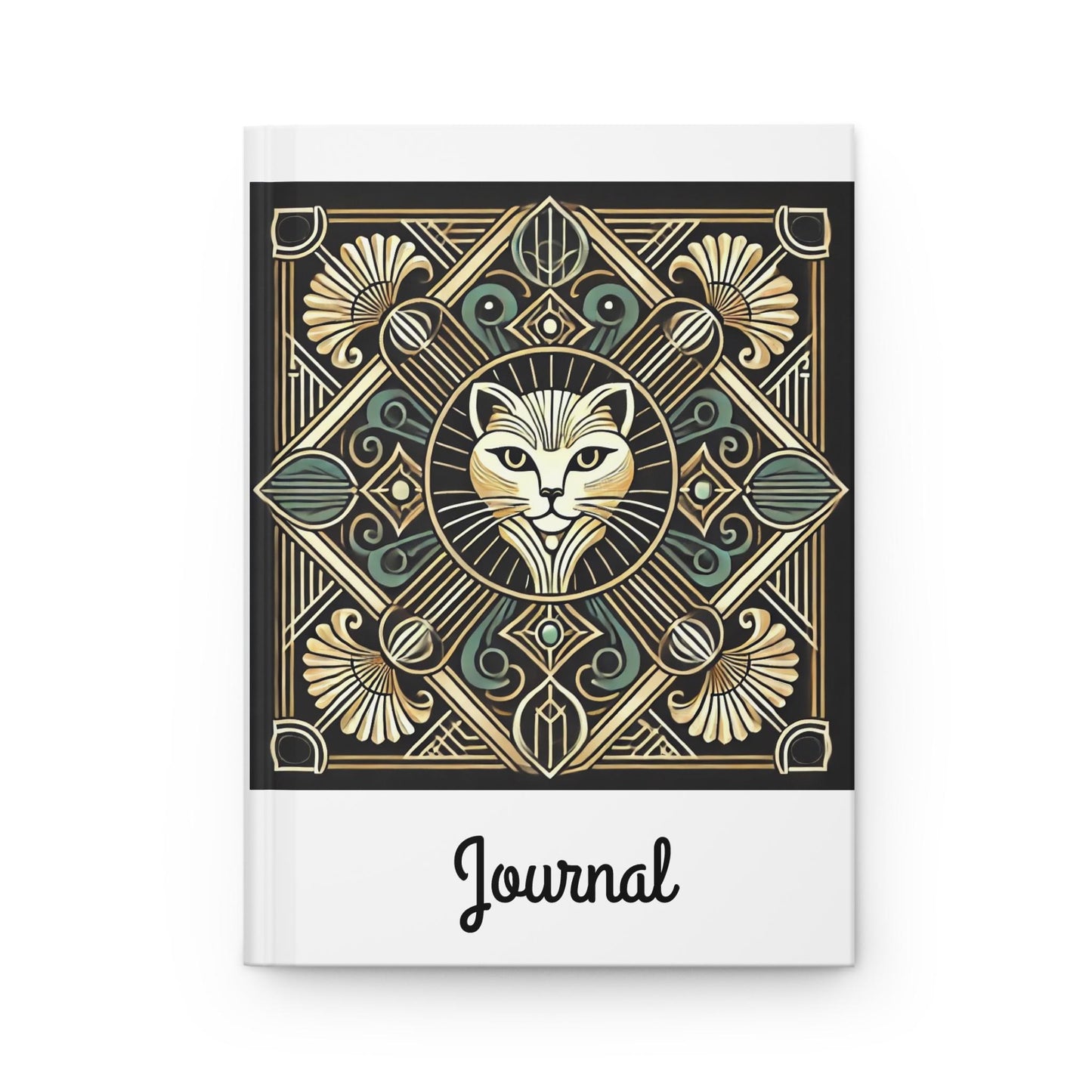 Cat Journal Hardcover - Vintage Art Deco Design - Book Lovers Gift, Retro Diary, Nature Journal, Literature Notebook