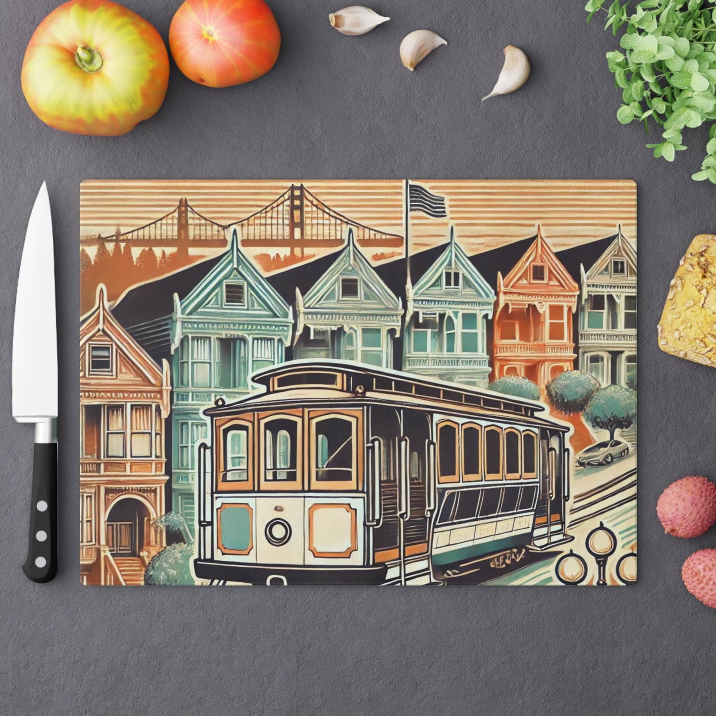 Cutting Board, San Francisco Golden Gate Bridge Design, Kitchen Home Decor, Unique Housewarming Gift, Foodie Chef Gift, California Souvenir