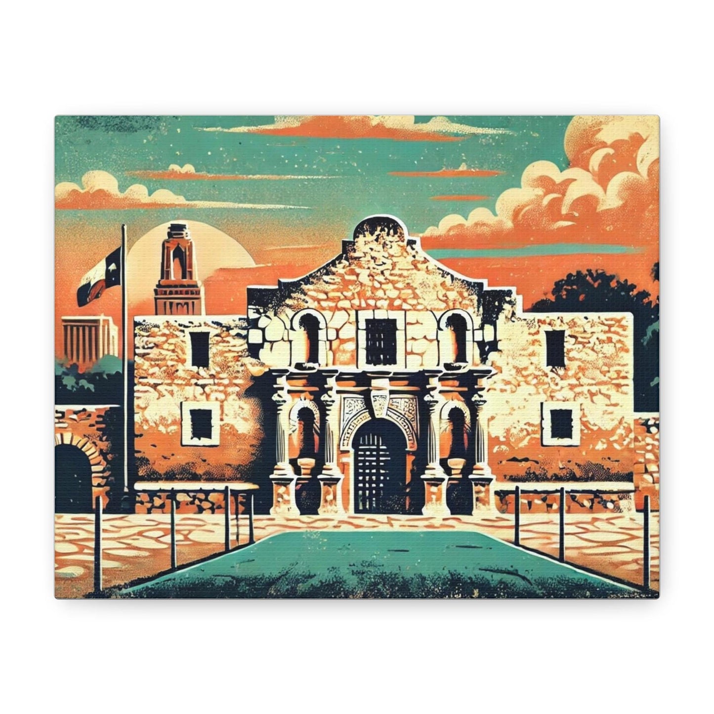 Canvas Print, Alamo San Antonio Texas Wall Art Decor - Housewarming or Birthday Gift, Rustic Charm, Matte Stretched, 1 25" - Home Office