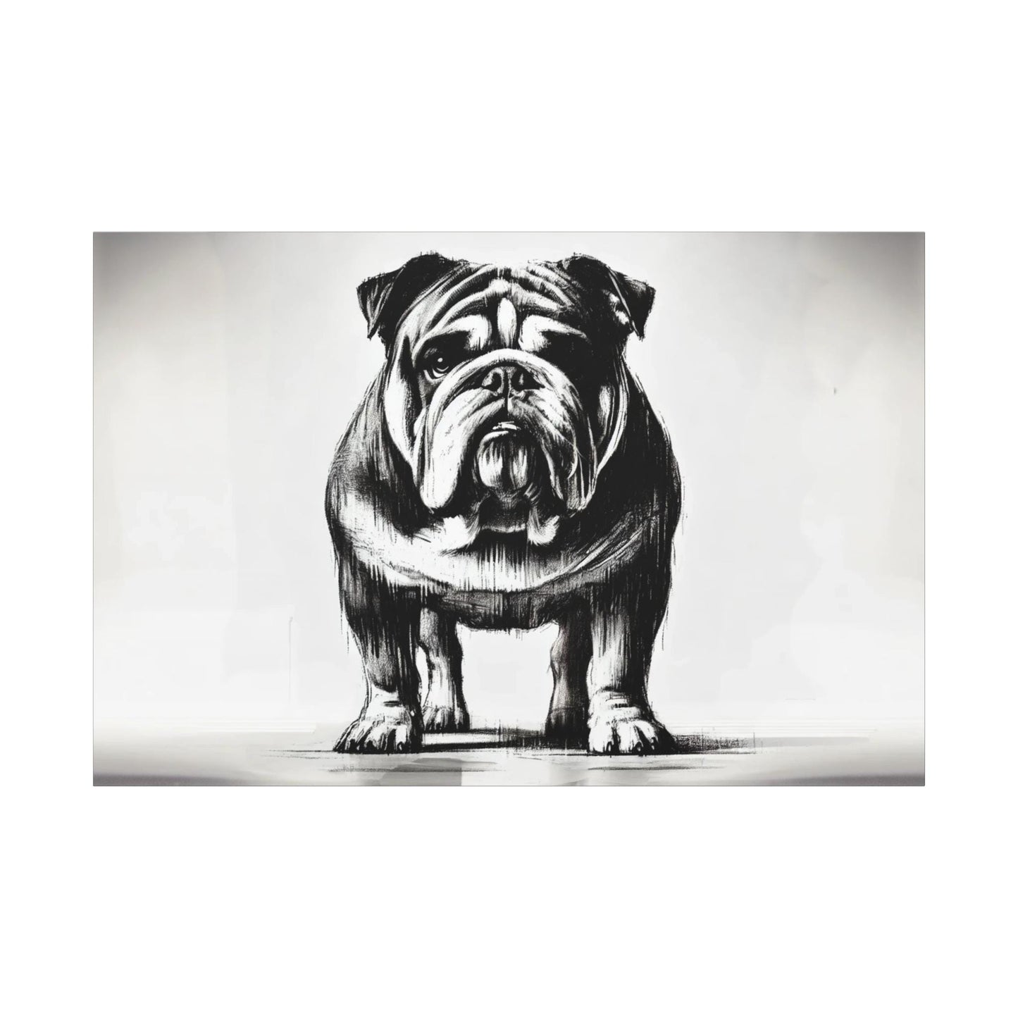 Bulldog Canvas, Original Charcoal Sketch Wall Art Home Decor, Matte Stretched Print, LGBT Housewarming Gift, Gay Bulldog Dog Lover