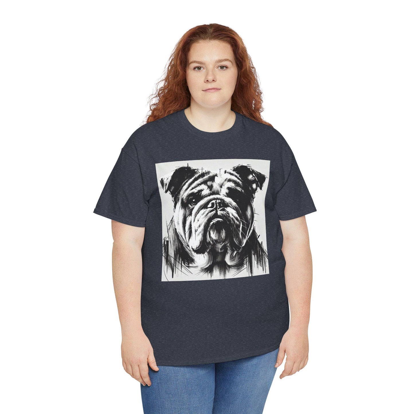 Dog Tee, Bulldog Modern Charcoal Sketch Design, Unisex LGBT Bulldog Dog Lover Gift, Gay Graphic Top, Unisex Heavy Cotton T-shirt, 7 Colors