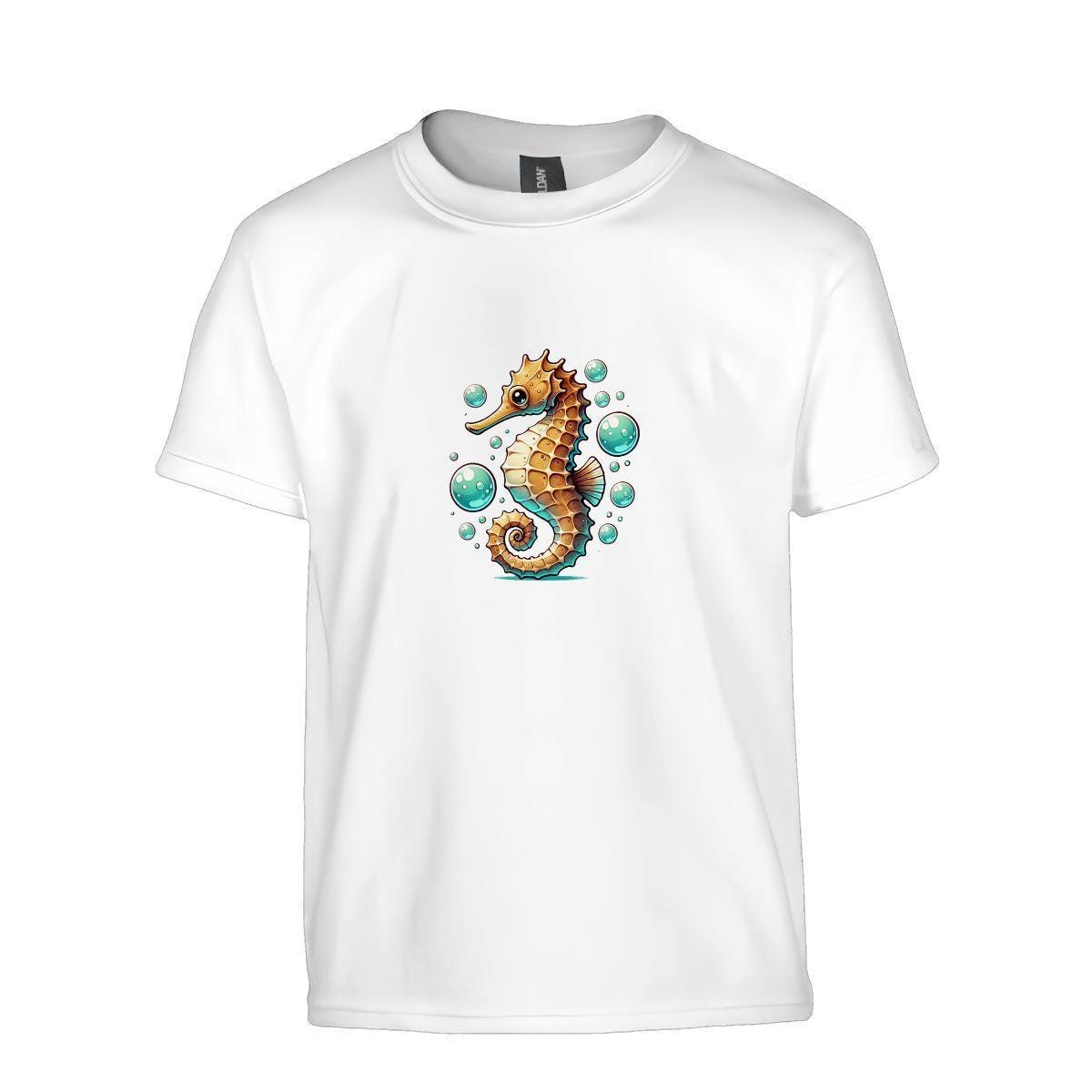 Kids Tee, Fun Seahorse Youth T-Shirt, Unique Birthday Gift, Casual Vacation Wear, Original Art Tee, Kid's Fashion Design, Back To School