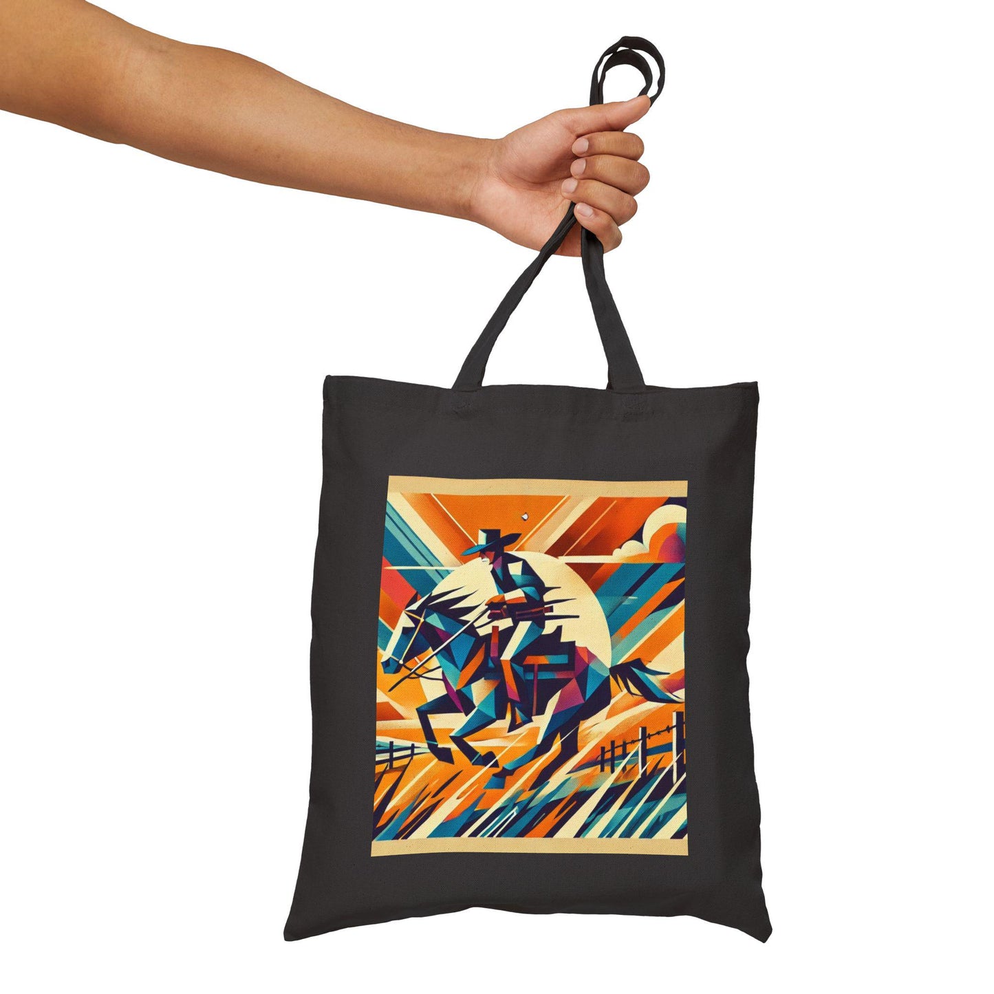 Canvas Tote Bag, Modern Southwestern Cowboy Horse Rider Design, LGBT Eco-Friendly Bag, Queer Book Lover Gift, Reusable Grocery Bag