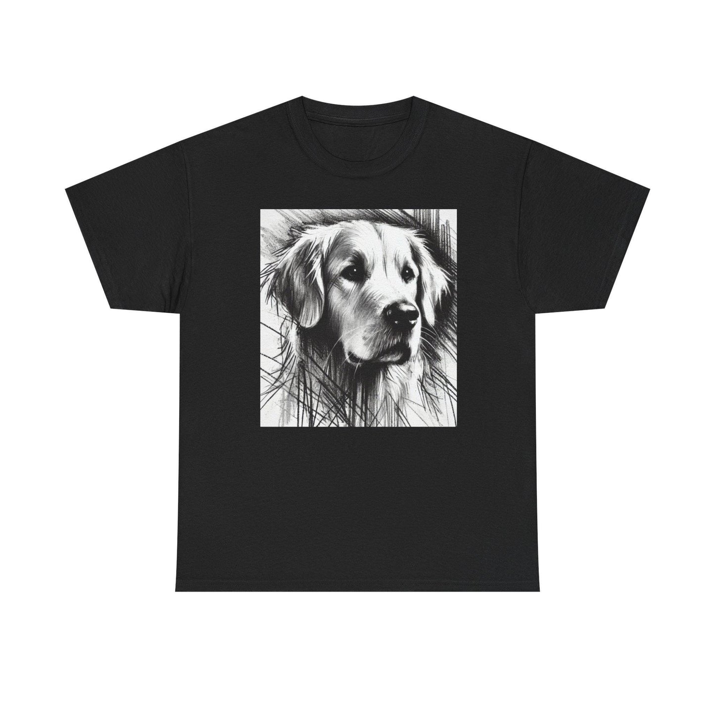 Dog Tee, Golden Retriever Charcoal Sketch Design, Unisex LGBT Dog Lover Gift, Gay Graphic Top, Unisex Heavy Cotton T-shirt, 7 Colors