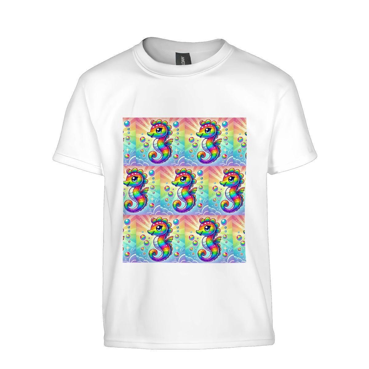 Kids Tee, Fun Seahorse Youth T-Shirt, Unique Birthday Gift, Under The Sea Vacation Wear, Original Art Tee, Kid's Fashion, Back To School