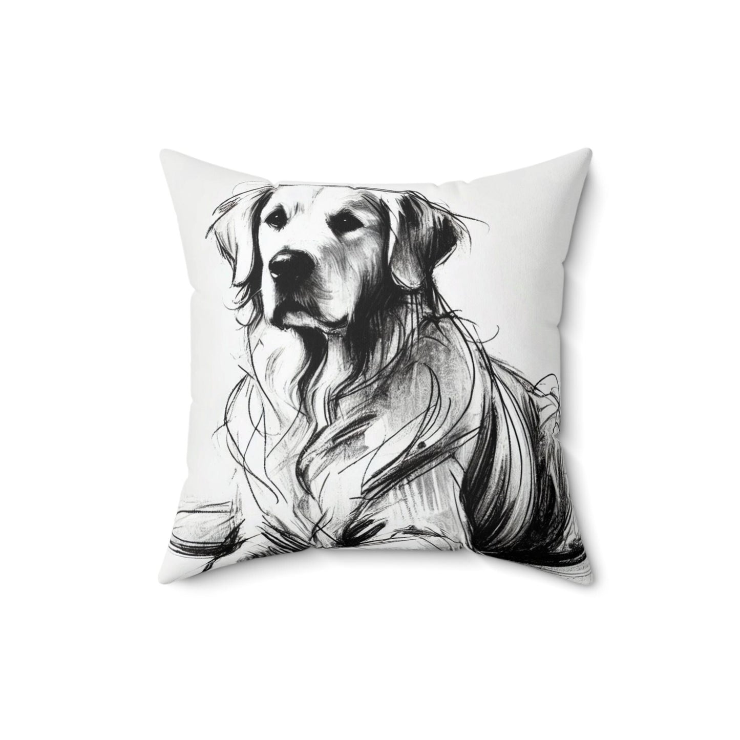 Pillow Golden Retriever Charcoal Sketch Design, LGBT Housewarming, Modern Art Charm, Soft Throw Pillow, Chic Home Decor, Gay Dog Lover Gift