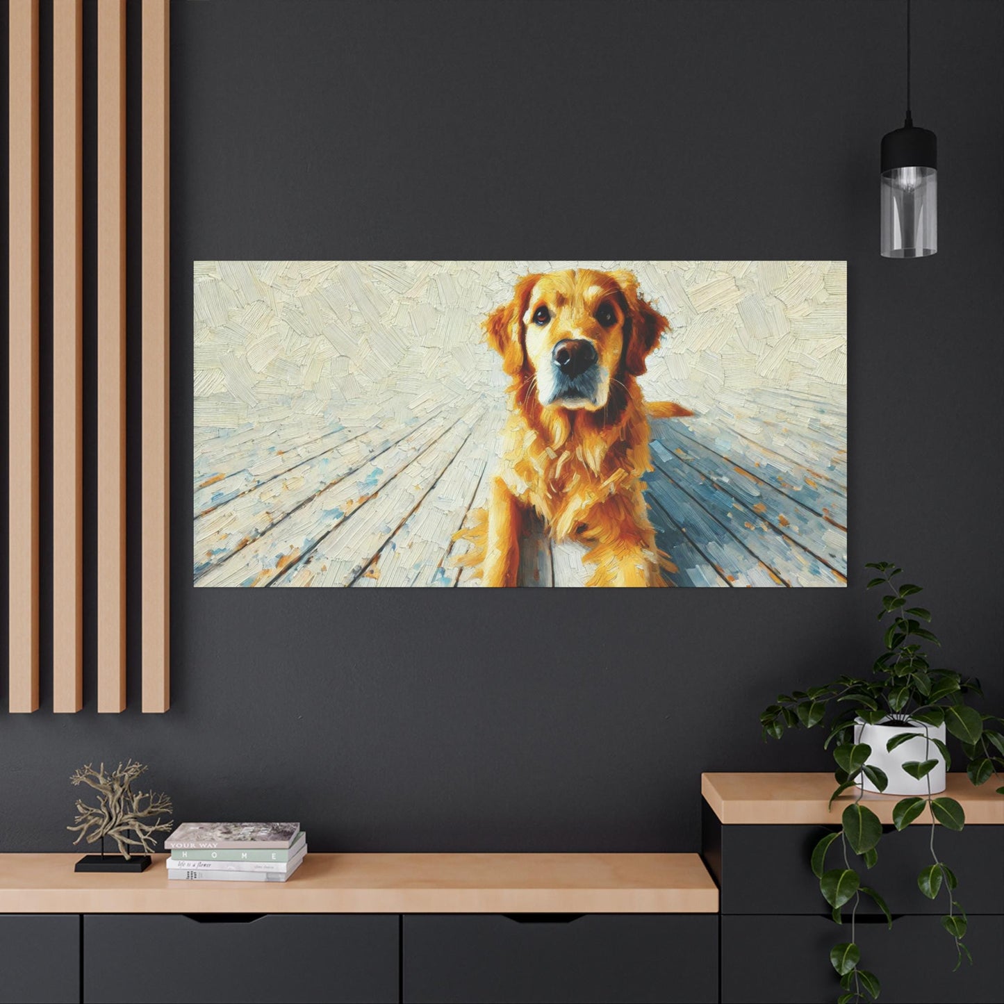 Canvas Print, Modern Impressionist Golden Retriever Portrait, Housewarming Gift, Dog Lover Home Decor, Original Stretched Wall Art, 7 Sizes