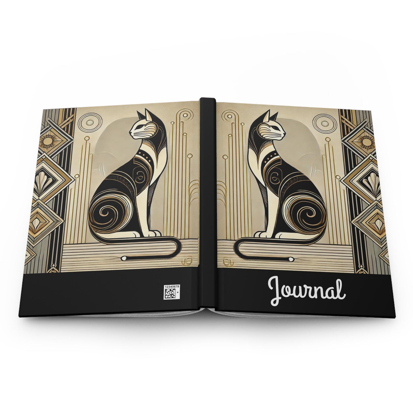 Cat Journal Hardcover - Vintage Art Deco Design - Book Lovers Gift, Retro Diary, Nature Journal, Literature Notebook