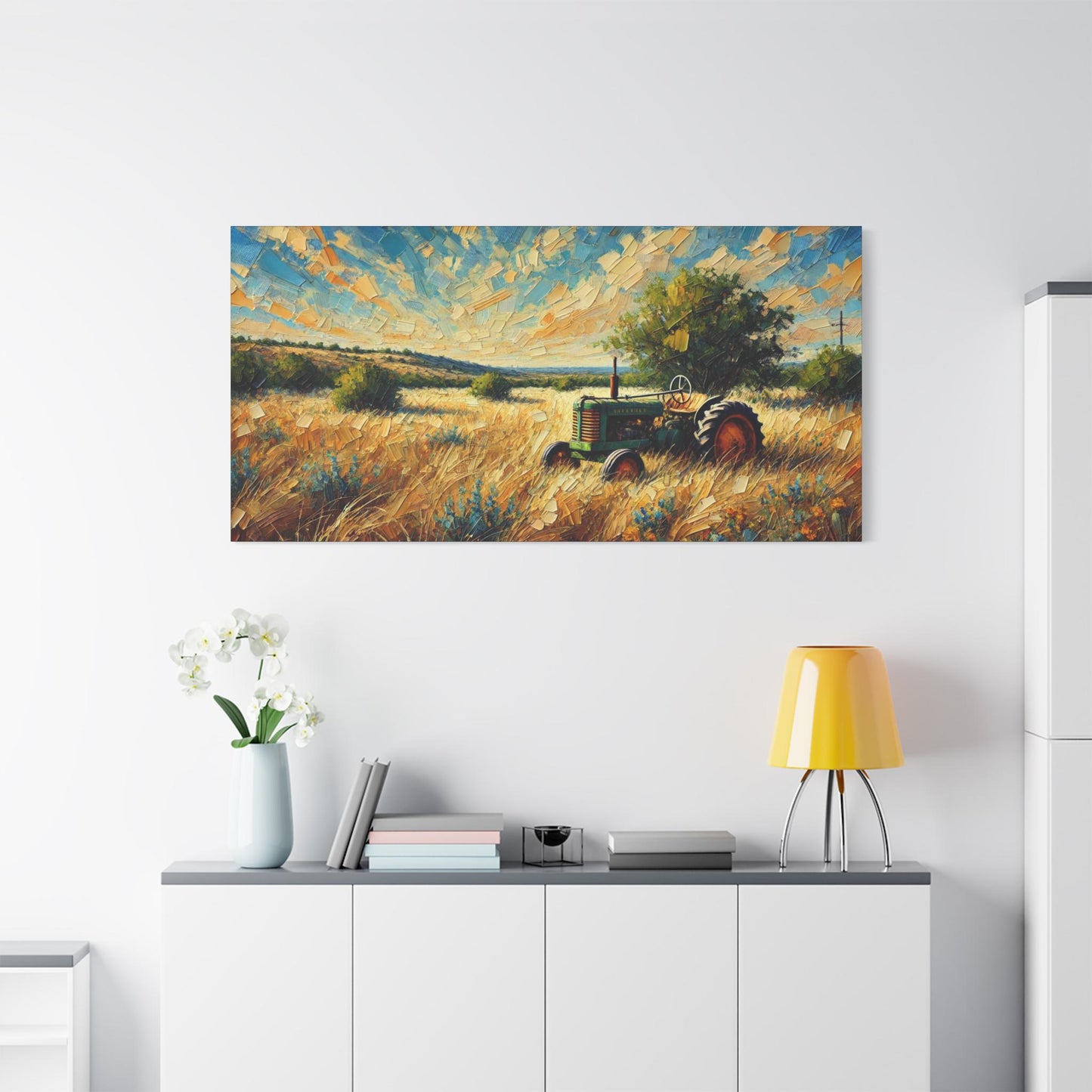 Original Impressionist Tractor Canvas Print, Matte Stretched Art, 7 Sizes Available, Wall Decor, Landscape Painting, Home Office Decor