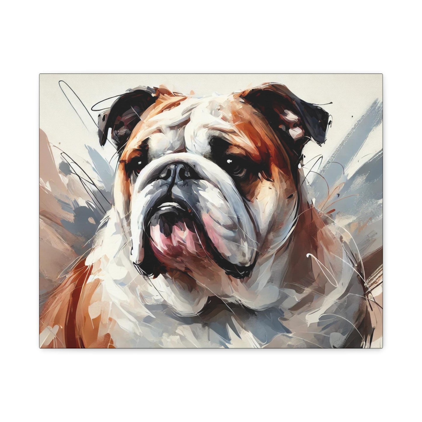 Bulldog Canvas, Original Modern Impressionist Wall Art Home Decor, Matte Stretched Print, LGBT Housewarming Gift, Gay Bulldog Dog Lover