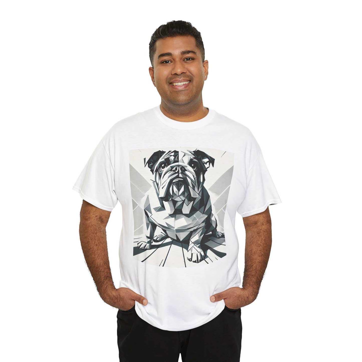 Dog Tee, Bulldog Modern Cubist Design, Unisex LGBT Bulldog Dog Lover Gift, Gay Graphic Top, Unisex Heavy Cotton T-shirt, 7 Colors