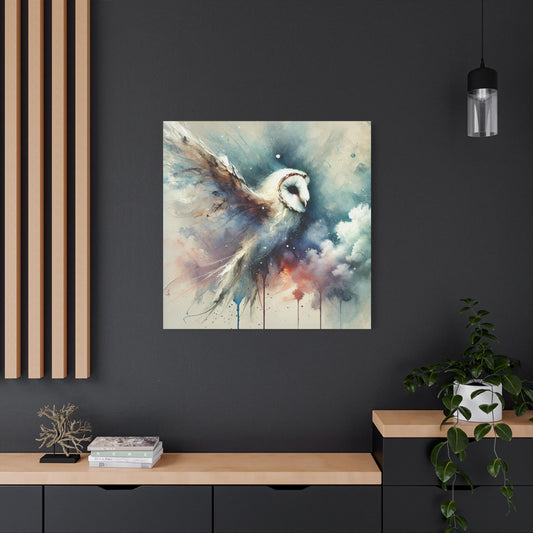 Modern Canvas Print, Original Abstract Watercolor BrightOwl 1 Portrait, Stylish Housewarming Gift, Matte Canvas Owl Art, Chic Home Decor