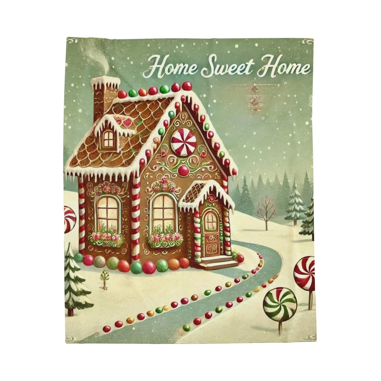 Plush Blanket, Gingerbread House Design, Soft Fleece Throw, Housewarming Gift, Holiday Home Decor, Christmas Theme, Warm Bedding