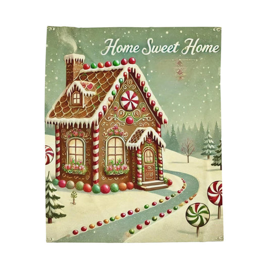 Plush Blanket, Gingerbread House Design, Soft Fleece Throw, Housewarming Gift, Holiday Home Decor, Christmas Theme, Warm Bedding