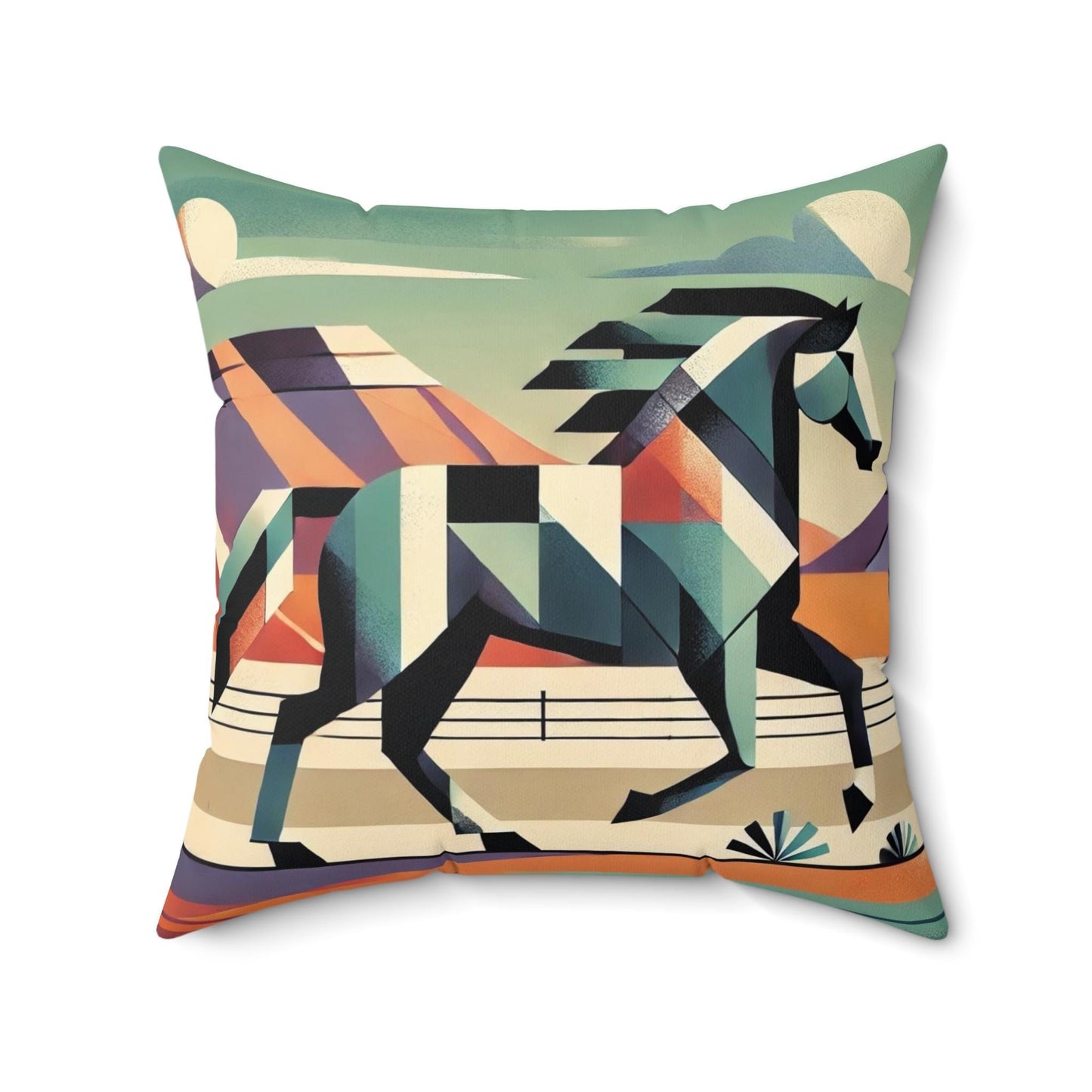 Square Pillow Modern Southwestern Horse Design, Housewarming Gift, Retro Charm, Soft Throw Pillow, Home Decor, Horse Lover Gift