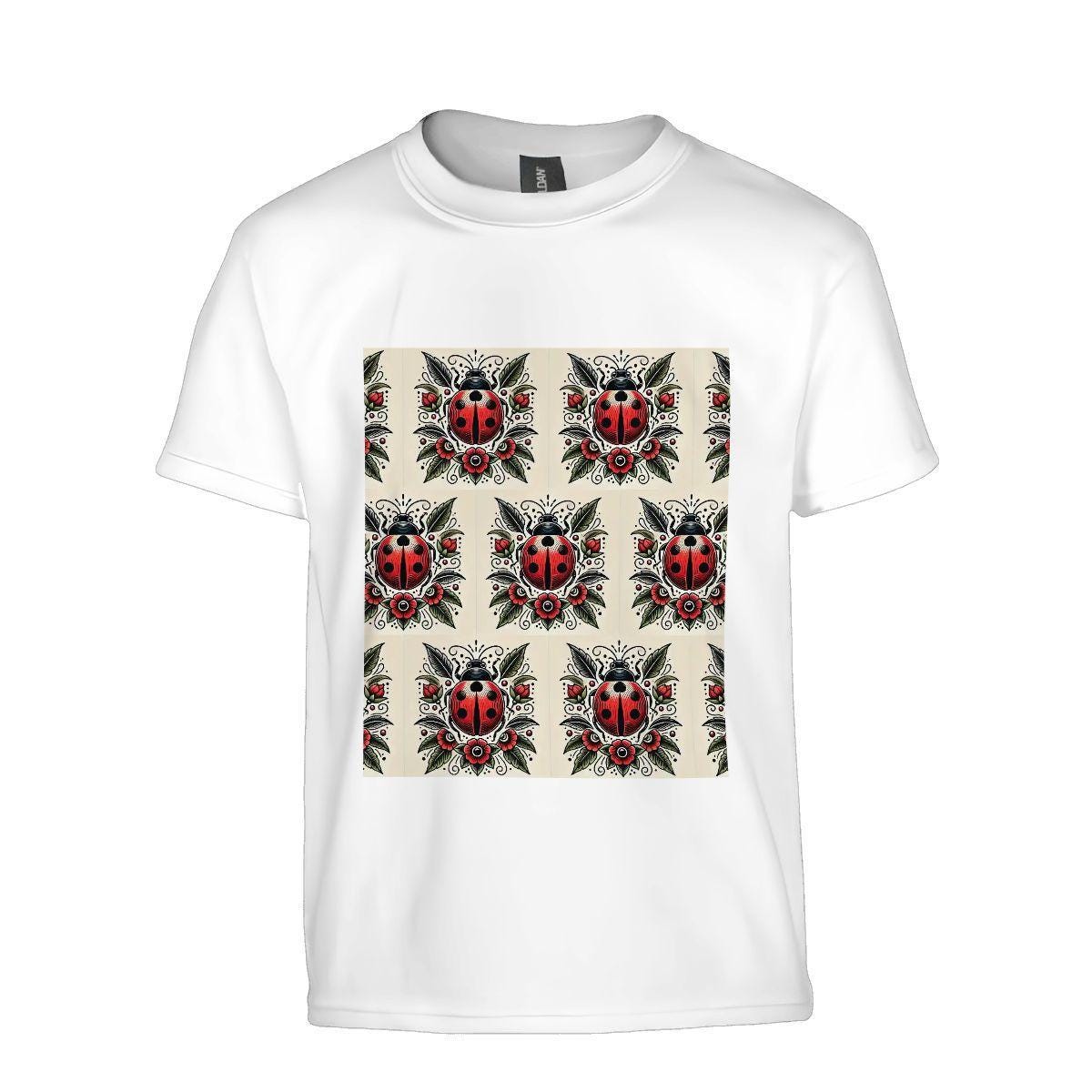 Kids Tee, Fun Ladybug Youth T-Shirt, Unique Birthday Gift, Casual Vacation Wear, Original Art Tee, Kid's Fashion Design, Back To School