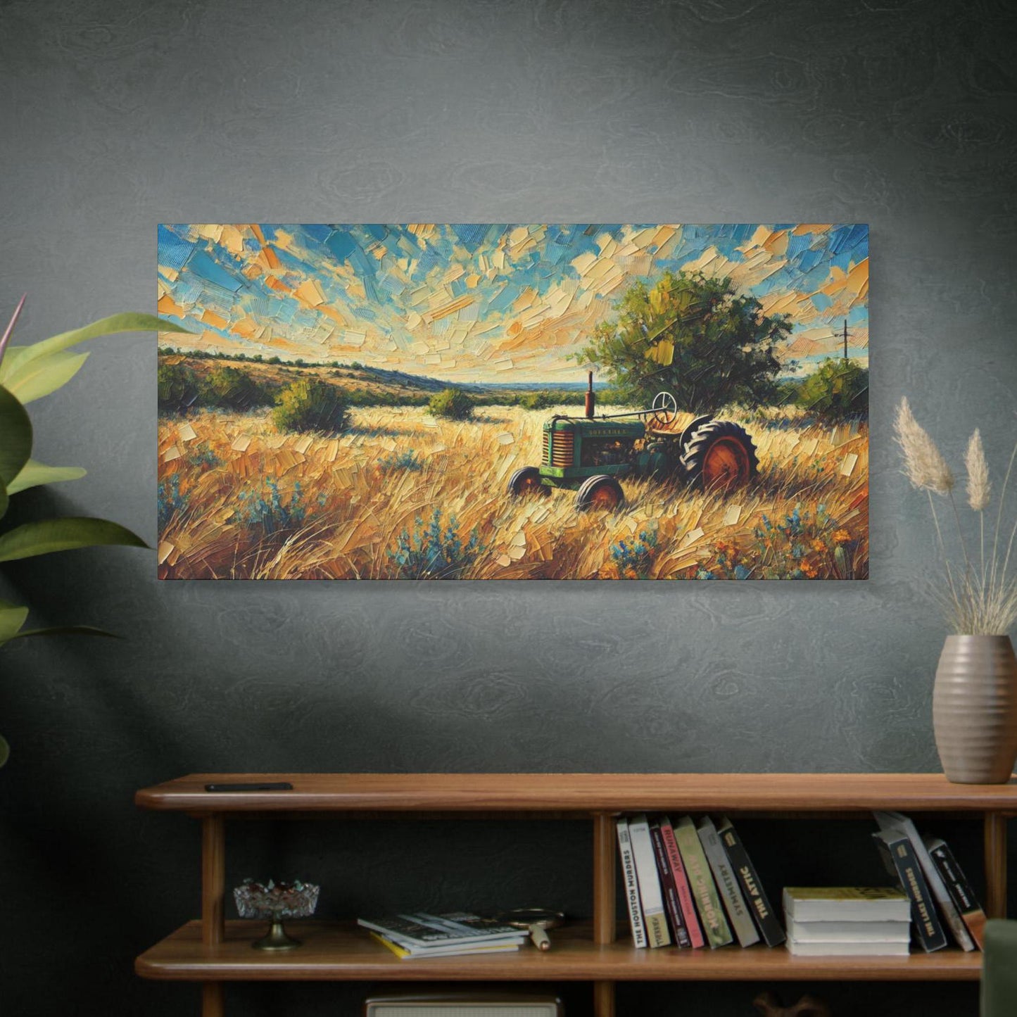 Original Impressionist Tractor Canvas Print, Matte Stretched Art, 7 Sizes Available, Wall Decor, Landscape Painting, Home Office Decor