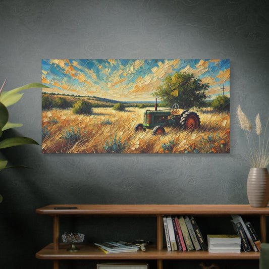 Original Impressionist Tractor Canvas Print, Matte Stretched Art, 7 Sizes Available, Wall Decor, Landscape Painting, Home Office Decor
