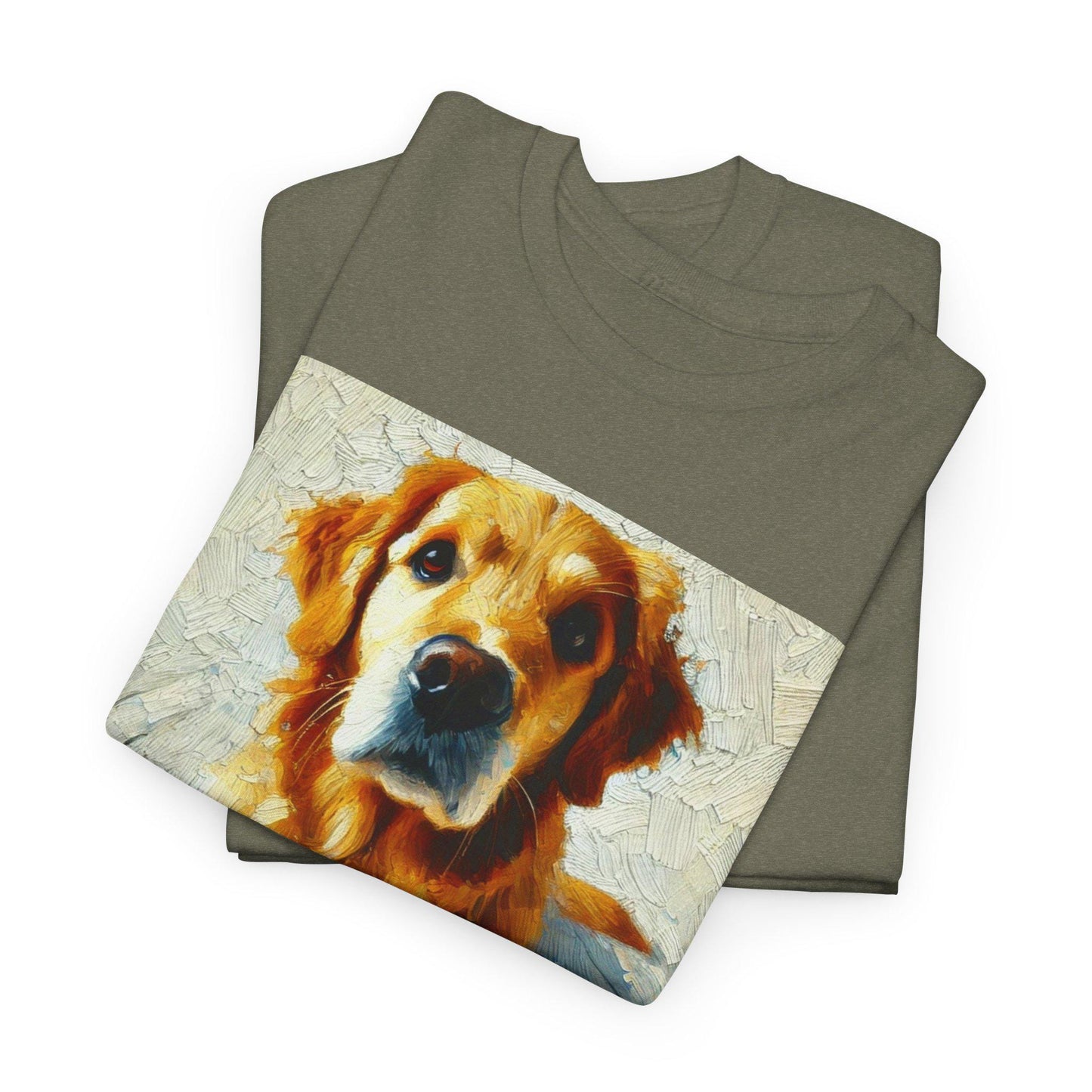 Dog Tee, Golden Retriever Impressionist Design, Unisex LGBT Dog Lover Gift, Gay Graphic Top, Unisex Heavy Cotton T-shirt, 7 Colors