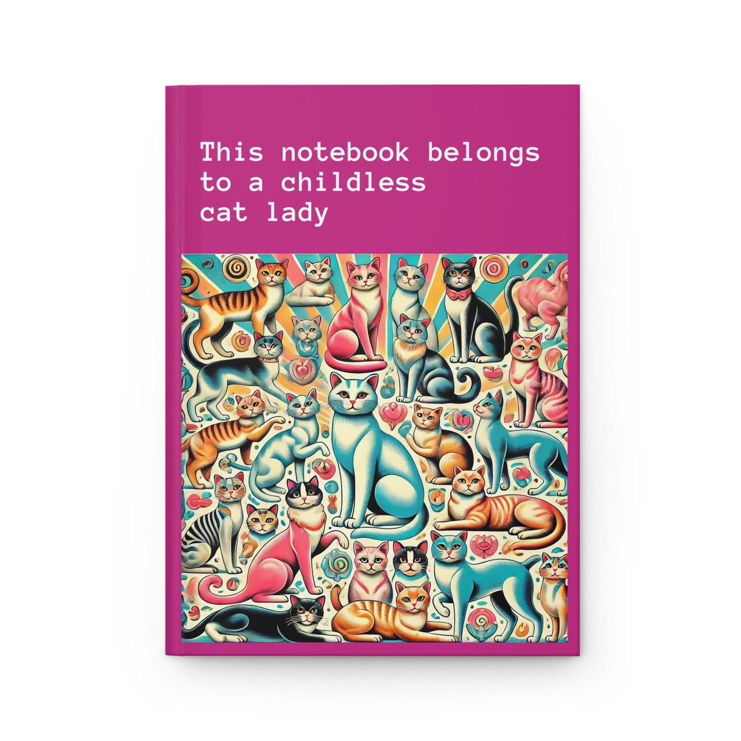 Cat Lady Journal Hardcover - Funny Vintage Design Matte Journal - Humorous Notebook, Book Lovers Gift, Retro Art Diary, Childless Cat Lady