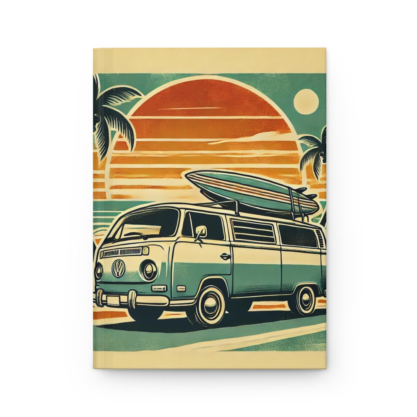 Journal Surfer Hardcover, Vintage California Charm Notebook, Books Lovers Gift, Retro Diary, Volkswagen Journal, Literature Enthusiast