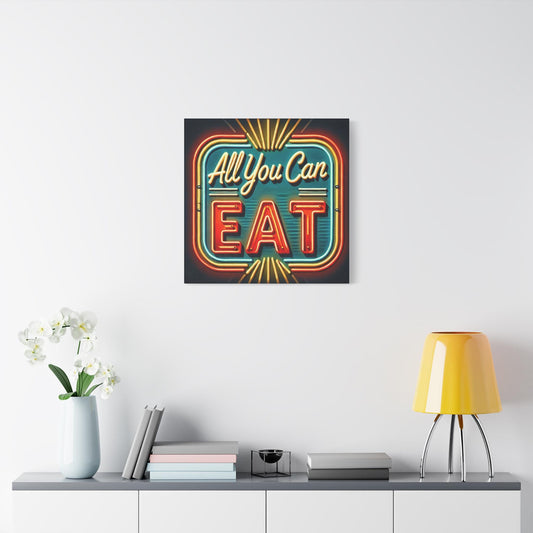 All You Can Eat Canvas Print, Vintage Neon Sign Design, Funny Queer Wall Pop Art, Modern LGBT Decor, Gay Housewarming, Matte Canvas