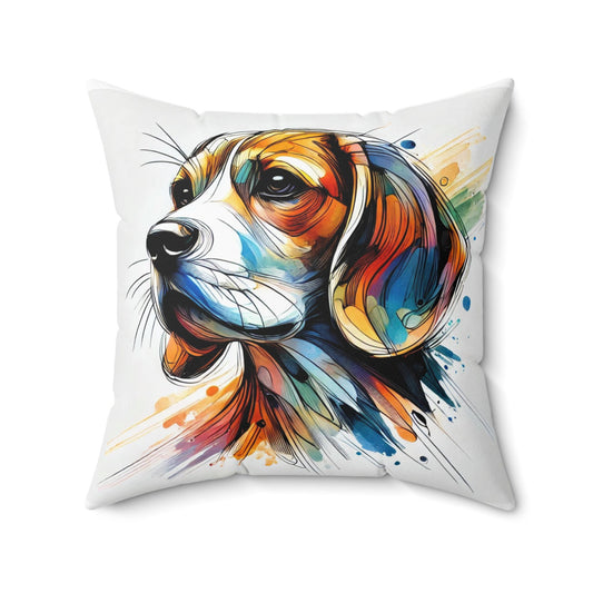 Pillow Beagle Modern Watercolor Design, Unique Housewarming Gift, Unique Art Charm, Soft Throw Pillow, Chic Home Decor, Dog Lover Gift