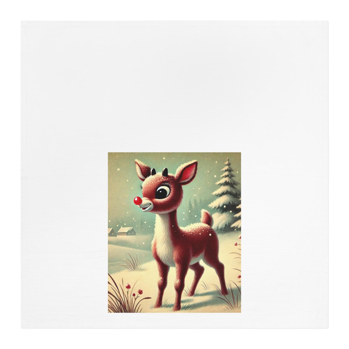 Holiday Tea Towel - Rudolph, Nostalgic Decor Dish Towel, Winter Kitchen Towel, Farmhouse Tea Towel, Christmas Gift