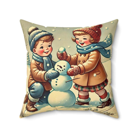 Christmas Throw Pillow (14"x14" Square), Holiday Gifts, Christmas Decor, Vintage Charm