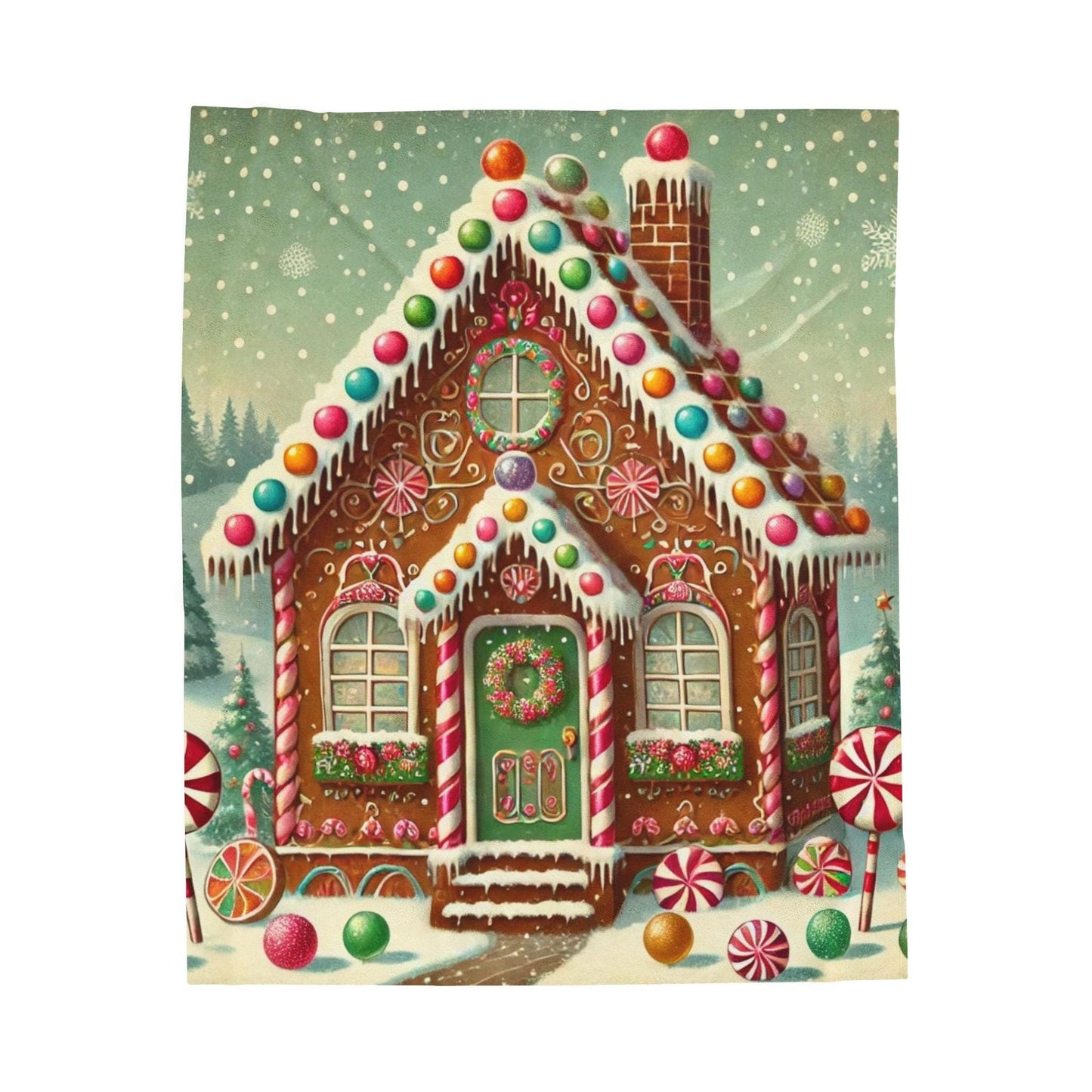 Plush Blanket, Gingerbread House Design, Soft Fleece Throw, Housewarming Gift, Holiday Home Decor, Christmas Theme, Warm Bedding