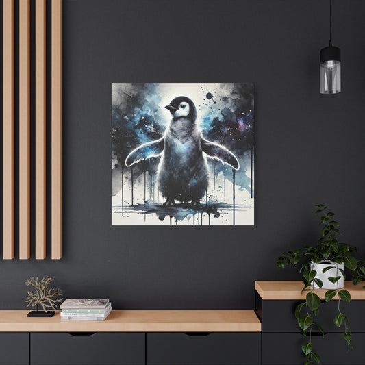 Modern Canvas Print, Original Abstract Watercolor Penguin 2 Portrait, Stylish Housewarming Gift Canvas Wall Art, Chic Home & Office Decor