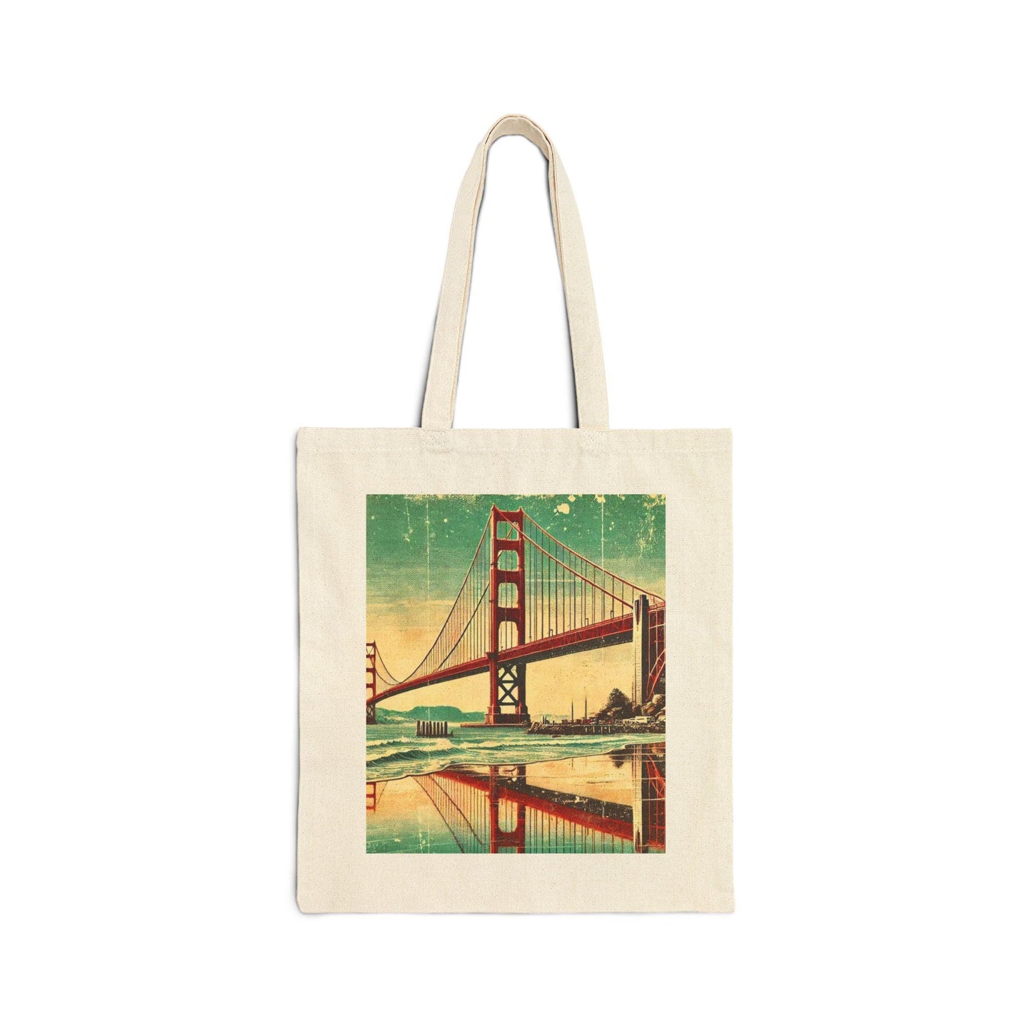 San Francisco Tote Bag, Golden Gate Bridge, Reusable Shopping Bag, Eco-Friendly Grocery Bag, Vintage Design, Travel