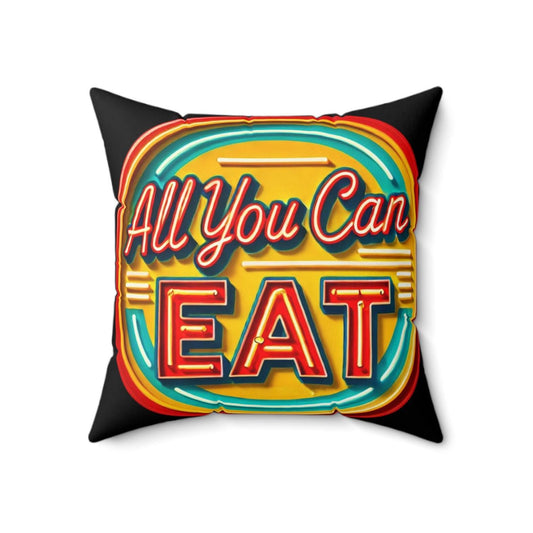 All You Can Eat Pillow, Vintage Neon Sign Square Cushion, Rainbow Home Decor, LGBTQ Pride Gift, Throw Pillow, Afterhours, Three Sizes