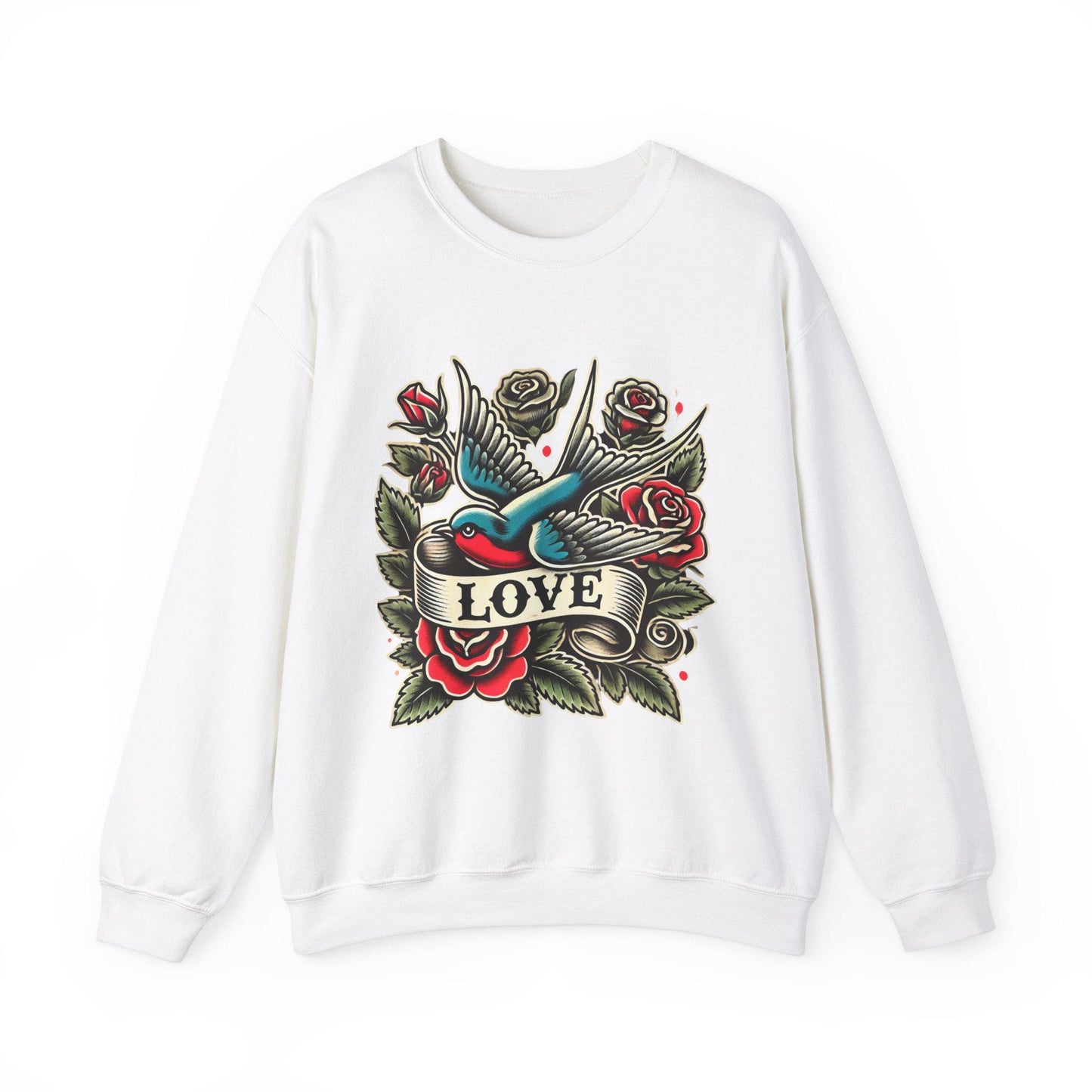 Vintage Tattoo Sweatshirt, LOVE Tattoo Design, Unisex Crewneck Jumper, Vintage Pullover, Gift for Tattoo Lover, Retro Style