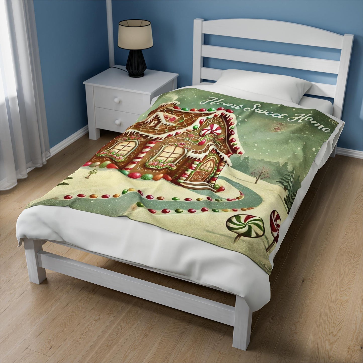 Plush Blanket, Gingerbread House Design, Soft Fleece Throw, Housewarming Gift, Holiday Home Decor, Christmas Theme, Warm Bedding