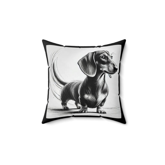 Pillow Dachshund Original Charcoal Sketch Design, LGBT Housewarming, Soft Throw Pillow, Chic Home Decor, Gay Weiner Dog Lover Art Gift
