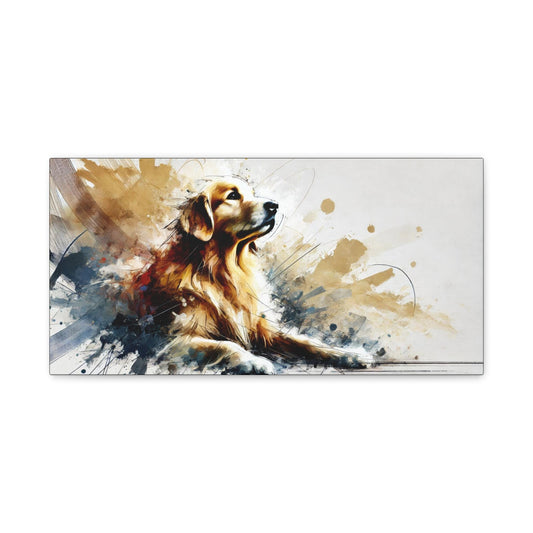 Canvas Print, Modern Watercolor Golden Retriever Portrait, LGBT Housewarming Gift, Gay Dog Lover, Original Stretched Wall Art, 7 Sizes