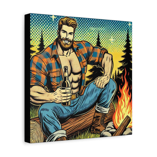 Camping Daddy Canvas Print, Bear Chaser Pop Art Design, Gay Wall Art, Modern Decor, LGBT Housewarming, Gay Lumberjack, Matte Canvas