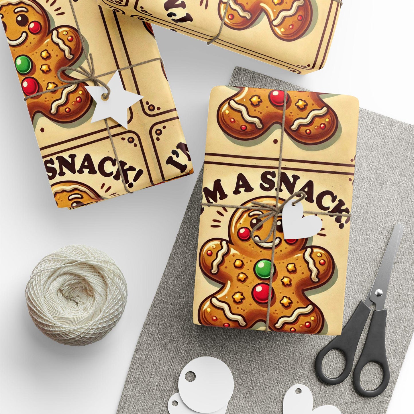 I'm a Snack Wrapping Paper, Funny Gift Wrap for Christmas Presents, Gingerbread Man