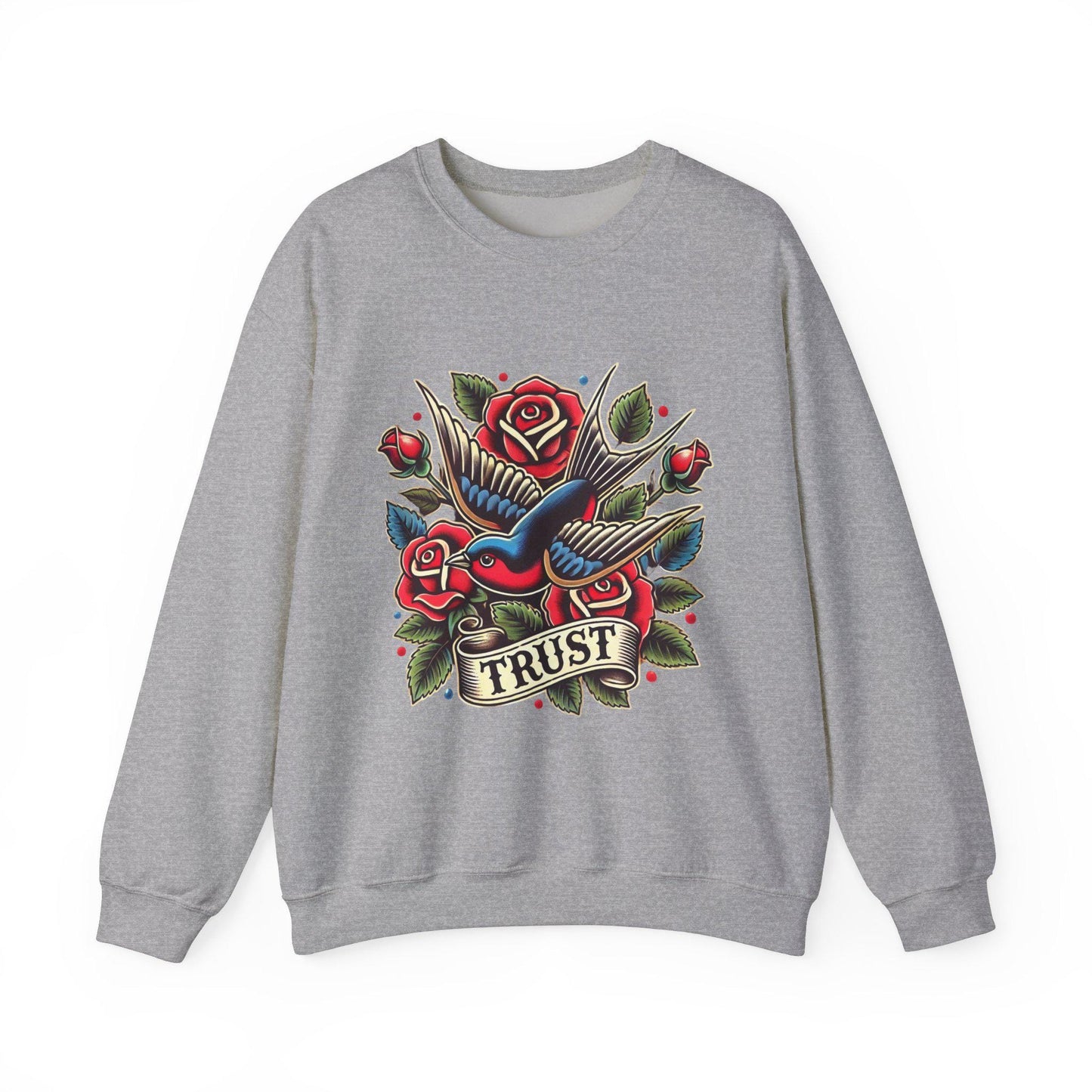 Vintage Tattoo Sweatshirt, TRUST Tattoo Design, Unisex Crewneck Jumper, Vintage Pullover, Gift for Tattoo Lover, Retro Style