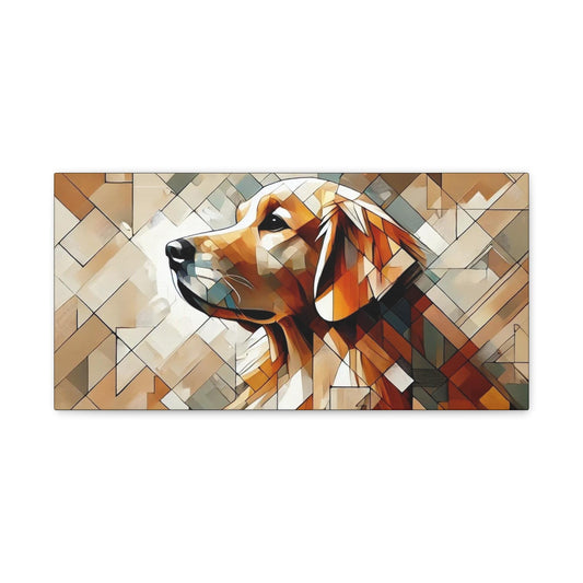 Canvas Print, Modern Cubist Golden Retriever Portrait, LGBT Housewarming Gift, Gay Dog Lover Decor, Original Stretched Wall Art, 7 Sizes