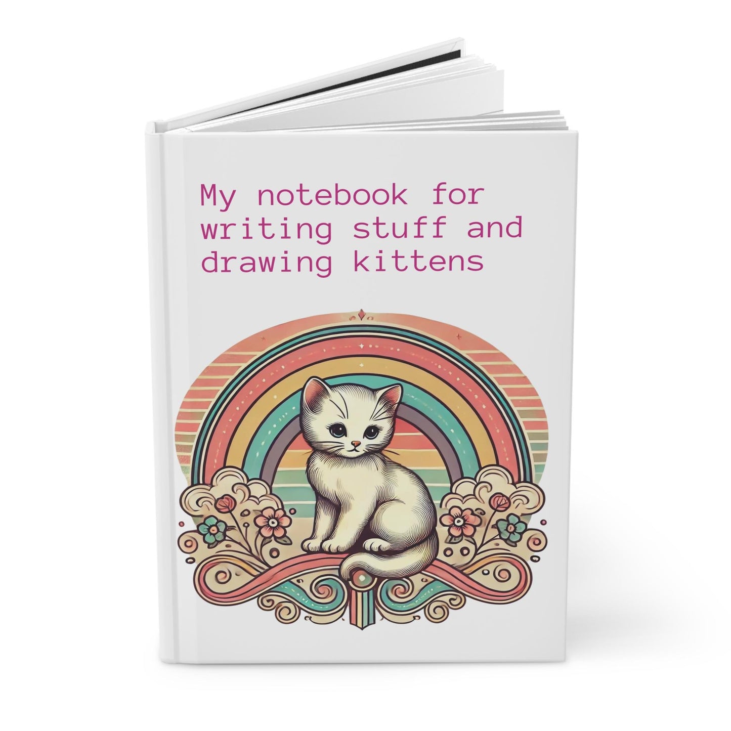 Cat Journal Hardcover - Funny Vintage Design Matte Journal - Humorous Notebook, Book Lovers Gift, Retro Art Diary