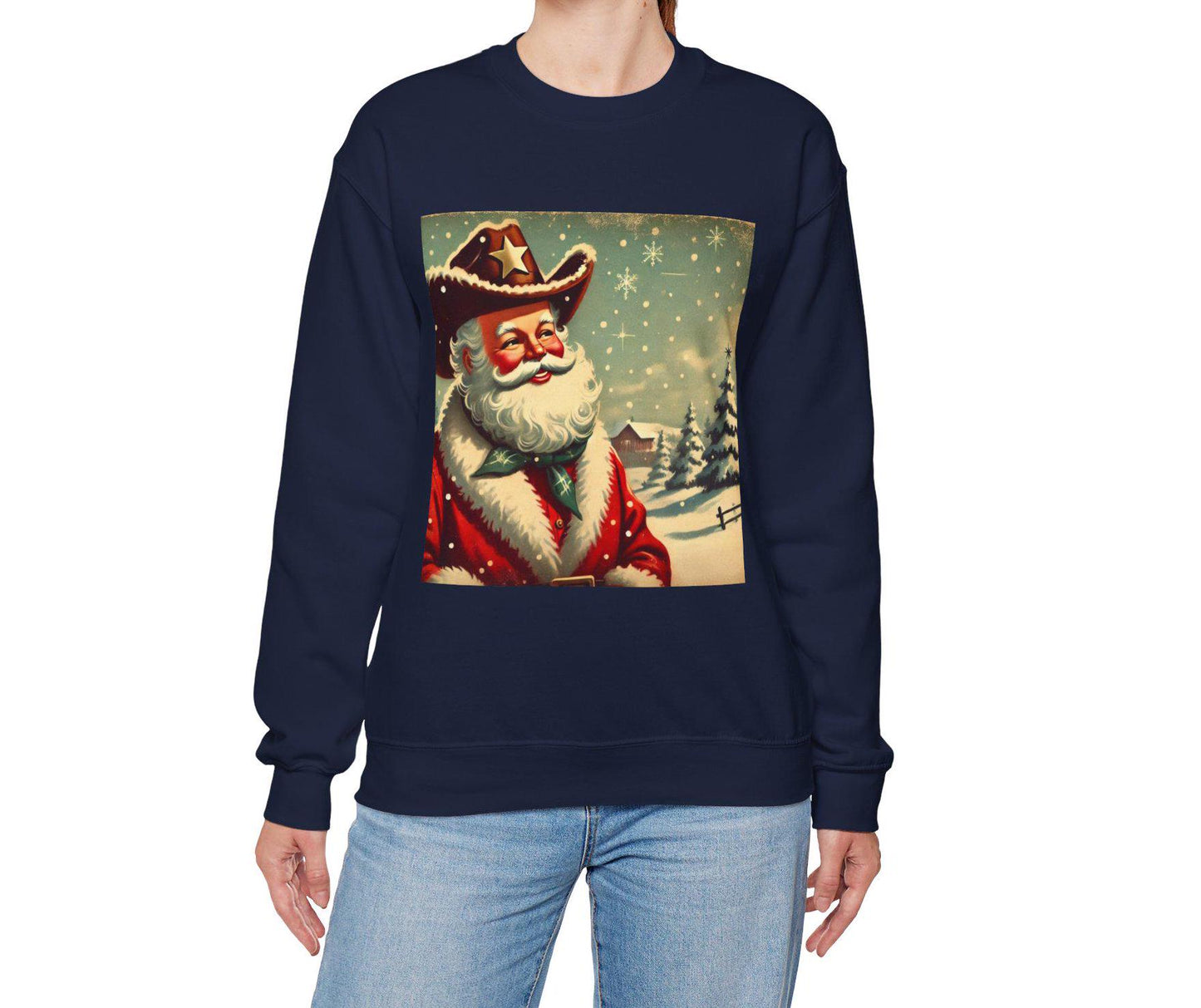 Cowboy Santa Claus Unisex Heavy Blend™ Sweatshirt, Country Christmas, Cute Gift for Wife or Girlfriend