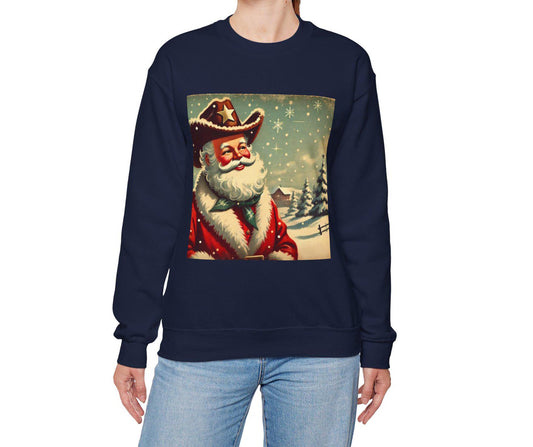 Cowboy Santa Claus Unisex Heavy Blend™ Sweatshirt, Country Christmas, Cute Gift for Wife or Girlfriend