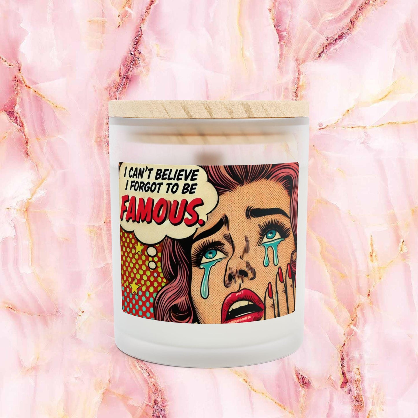 Frosted Glass Candle 11oz, Funny Famous Art Pop Design, Relaxing Soy Candle, Modern Home Decor Gift, Aromatherapy Candle, Gift for Her