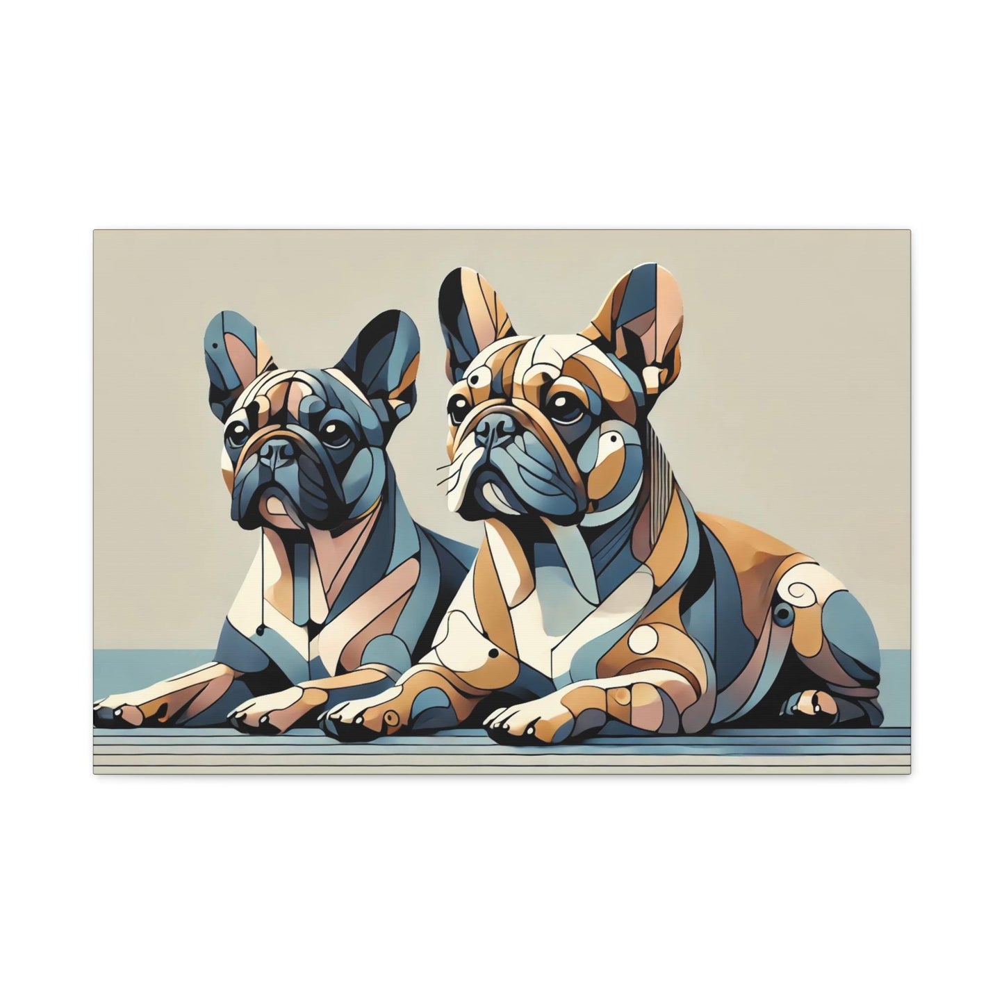 Canvas Print French Bulldog Modern Cubist Portrait, LGBT Housewarming Gift, Gay Frenchie Lover, Unique Stretched Wall Art, 7 Sizes