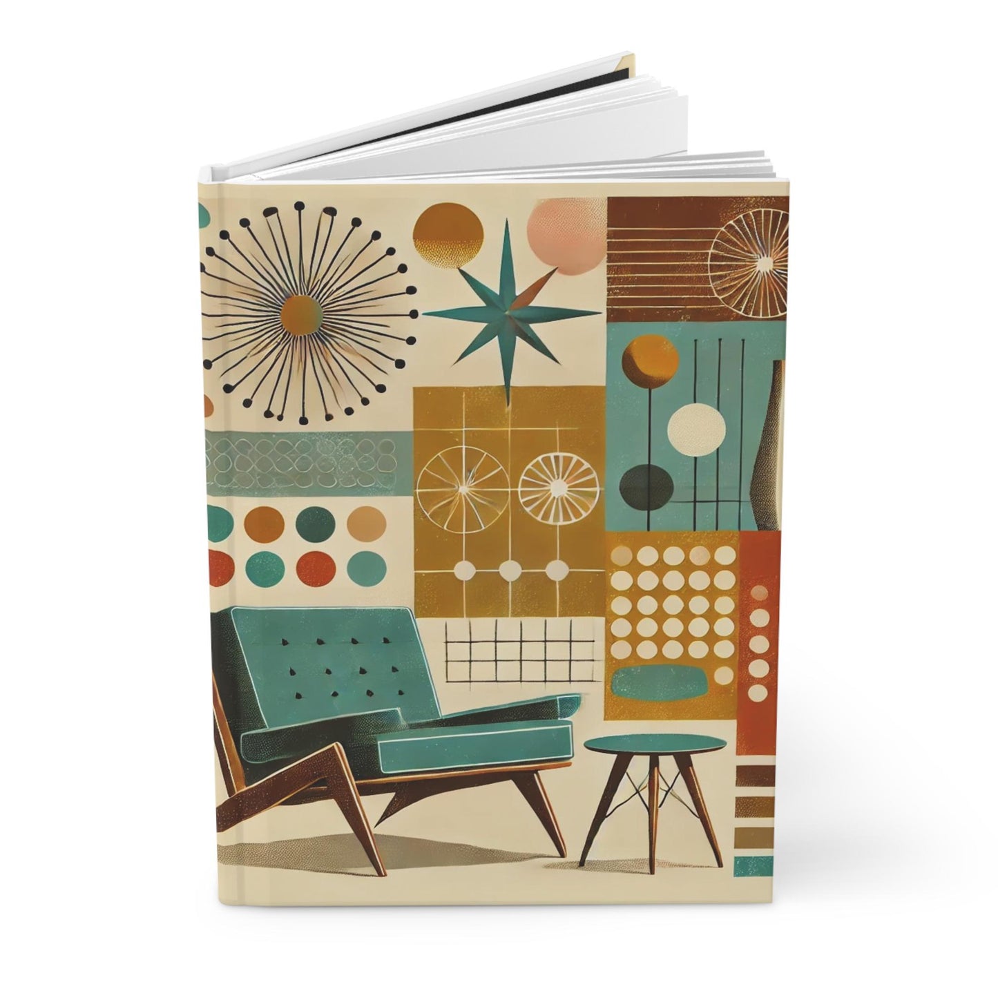 Journal Hardcover, Mid-Century Vintage Charm Notebook, Books Lovers Gift, Retro Matte Diary, Design Lovers Journal, Literature Enthusiast