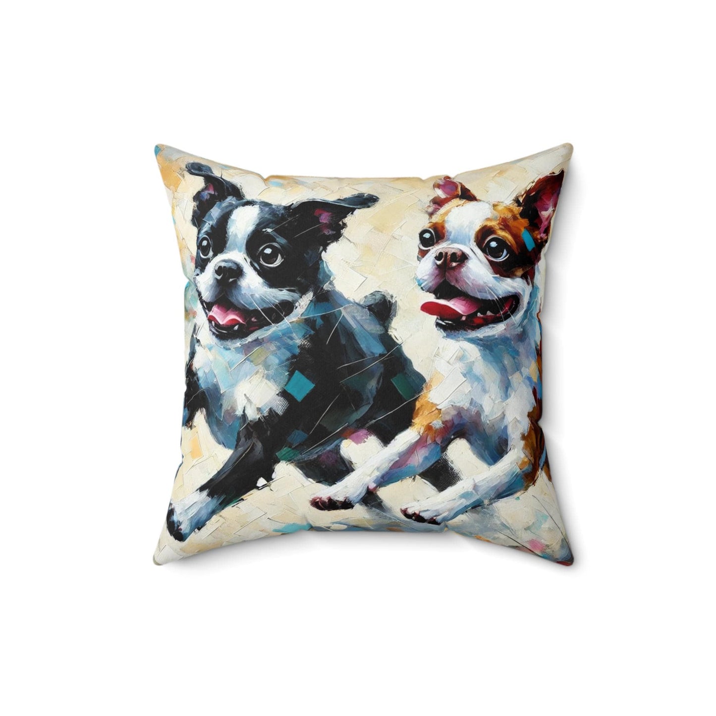 Pillow Boston Terrier Impressionis Design, Unique Housewarming Gift, Modern Art Charm, Soft Throw Pillow, Chic Home Decor, Dog Lover Gift