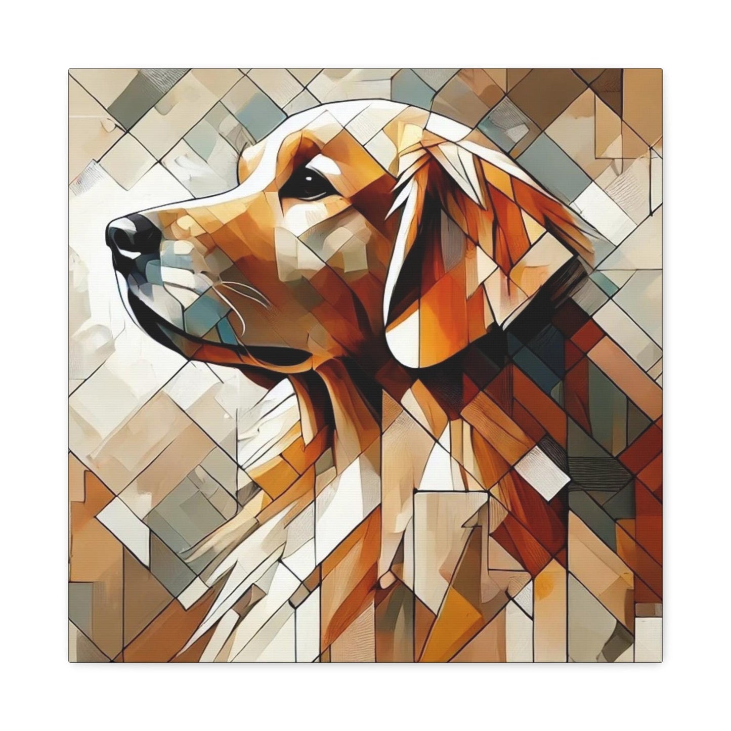 Golden Retriever Matte Canvas Print, Modern Cubist Design, Dog Wall Art, Modern Queer Decor, LGBT Housewarming Gift, Gay Golden Dog Lover
