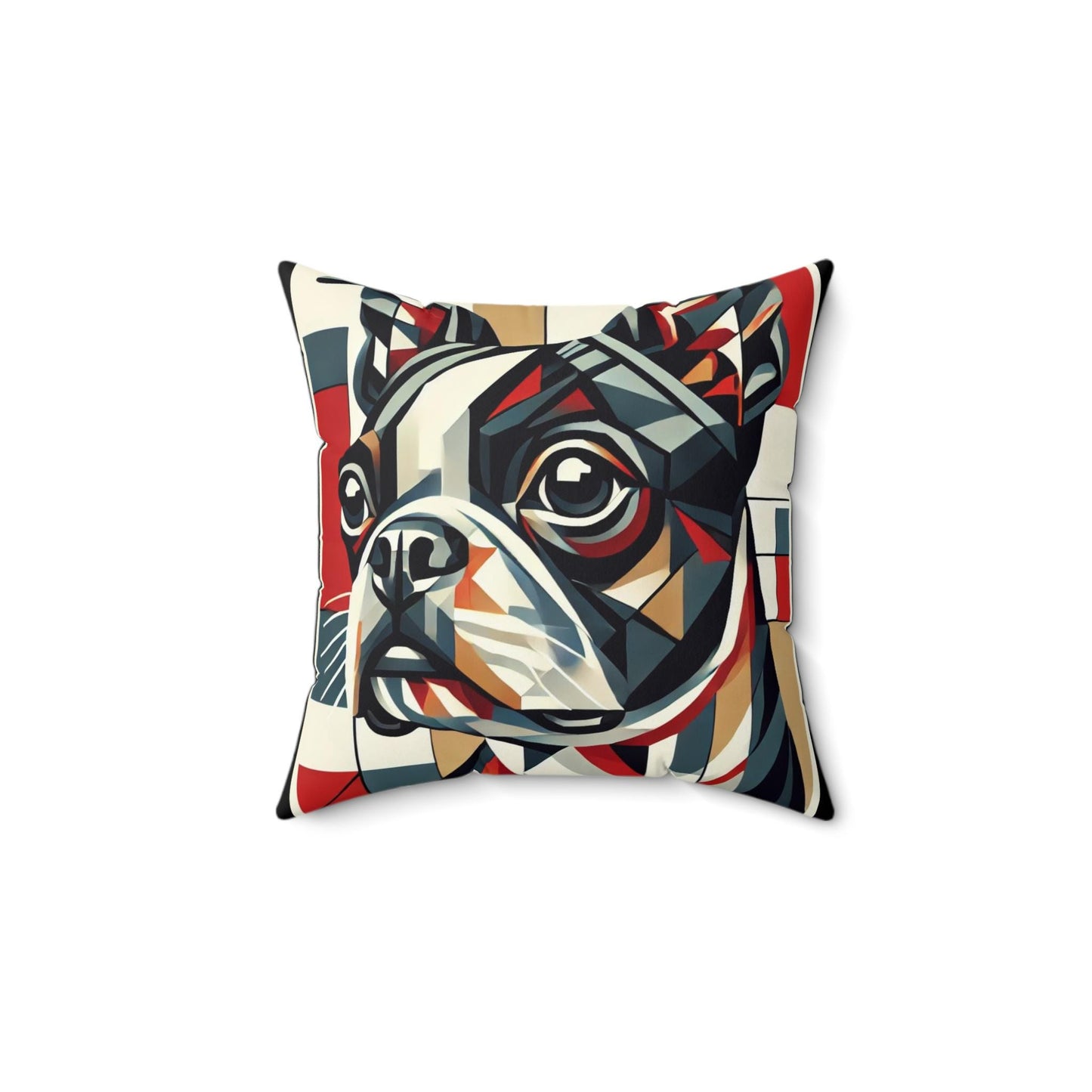 Pillow Modern Boston Terrier Cubist Design, Unique Housewarming Gift, Modern Art Charm, Soft Throw Pillow, Chic Home Decor, Dog Lover Gift